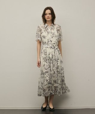 GRACE CONTINENTAL フラワープリントシャツフレアワンピース キナリ