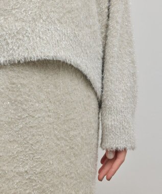 GRACE CONTINENTAL ラメフェザーニットトップ グレー