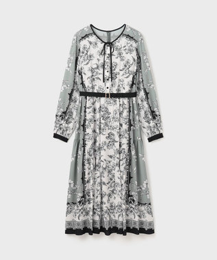 GRACE CONTINENTAL フラワーパネルプリントワンピース ブラック