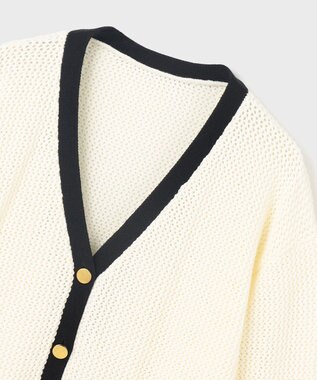 GRACE CONTINENTAL メッシュラインニットカーディガン ホワイト