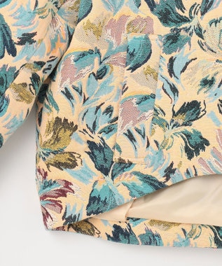 GRACE CONTINENTAL フラワージャガードノーカラージャケット イエロー