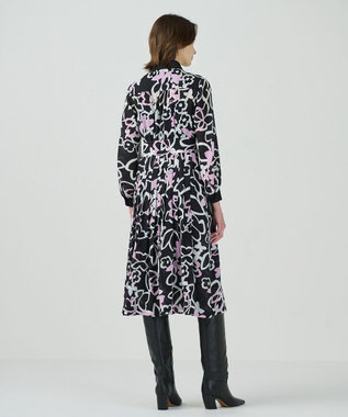 GRACE CONTINENTAL キカフラワープリーツドレス ブラック