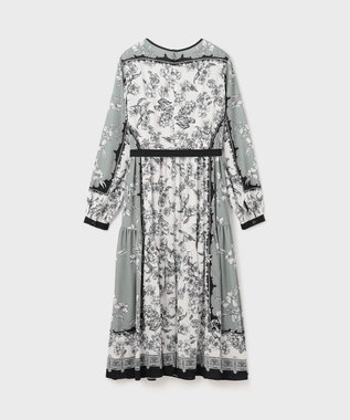 GRACE CONTINENTAL フラワーパネルプリントワンピース ブラック