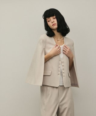 GRACE CONTINENTAL トリアセケープスリーブジャケット ベージュ
