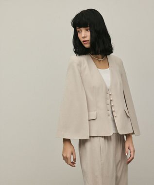GRACE CONTINENTAL トリアセケープスリーブジャケット ベージュ