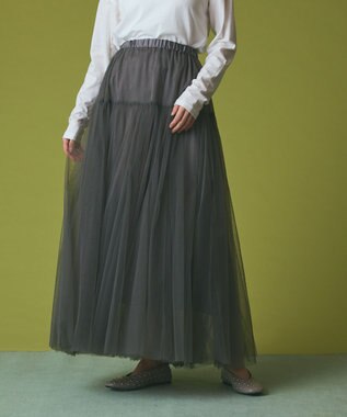 GRACE CONTINENTAL チュールボリュームスカート グレー