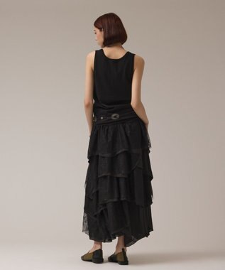 GRACE CONTINENTAL レースコンビティアードスカート ブラック