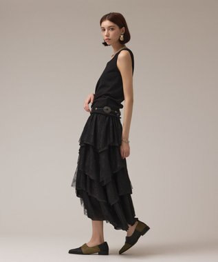GRACE CONTINENTAL レースコンビティアードスカート ブラック