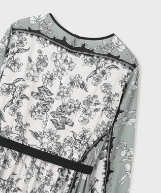 GRACE CONTINENTAL フラワーパネルプリントワンピース ブラック