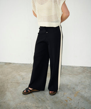 GRACE CONTINENTAL バイカラーニットパンツ ブラック