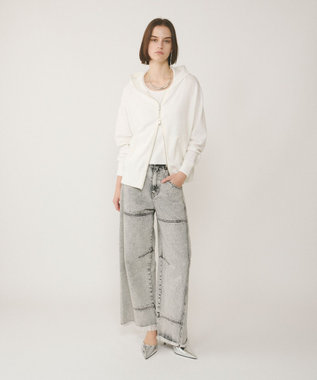 GRACE CONTINENTAL スパンコールニットパーカー ホワイト