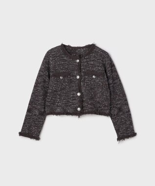 GRACE CONTINENTAL ツイードニットカーディガン ブラック