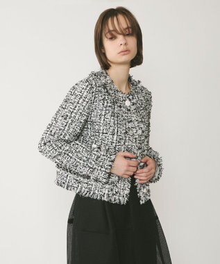 GRACE CONTINENTAL フリンジツイードジャケット ブラック