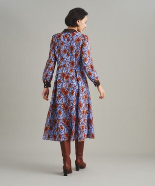 GRACE CONTINENTAL レース刺繍タックワンピース ブルー