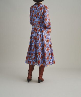 GRACE CONTINENTAL レース刺繍タックワンピース ブルー