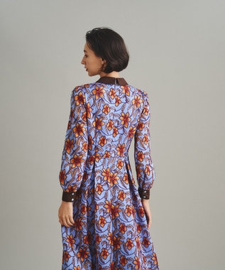 GRACE CONTINENTAL レース刺繍タックワンピース ブルー