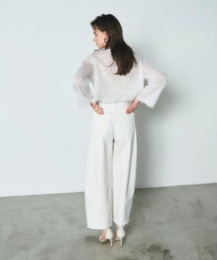 GRACE CONTINENTAL ラメフリンジカットトップ ホワイト