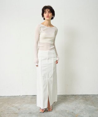 GRACE CONTINENTAL ラメシアーリブニットトップ ホワイト