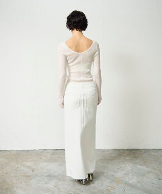 GRACE CONTINENTAL ラメシアーリブニットトップ ホワイト