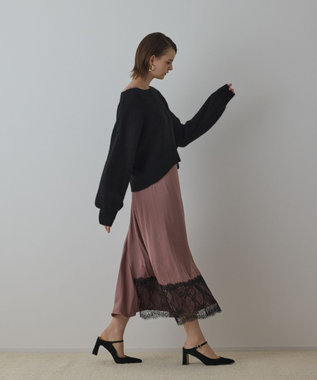 GRACE CONTINENTAL サテンレースニットワンピース