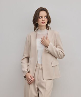 GRACE CONTINENTAL トリアセノーカラージャケット ベージュ