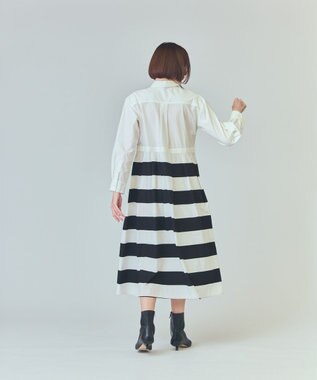 GRACE CONTINENTAL ボーダーコンビシャツワンピース ブラック
