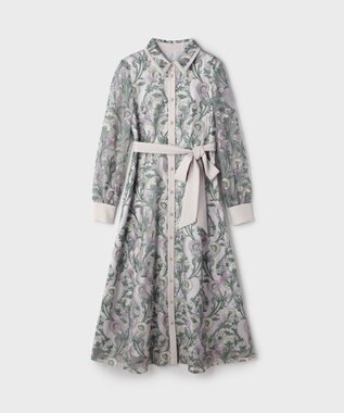 GRACE CONTINENTAL マルチフラワー刺繍フレアワンピース グレー