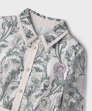 GRACE CONTINENTAL マルチフラワー刺繍フレアワンピース グレー