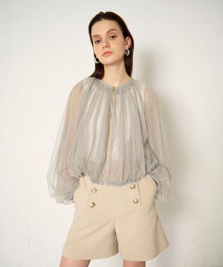 GRACE CONTINENTAL ギャザーチュールブルゾン カーキ