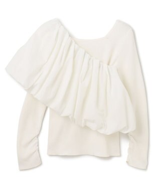 GRACE CONTINENTAL タフタケープ付ニットトップ ホワイト