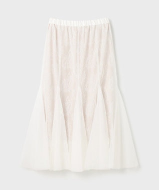 GRACE CONTINENTAL レースレイヤードチュールスカート ホワイト