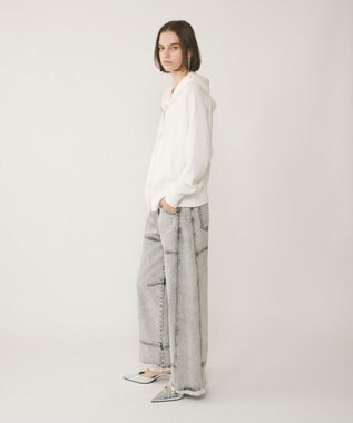 GRACE CONTINENTAL スパンコールニットパーカー ホワイト