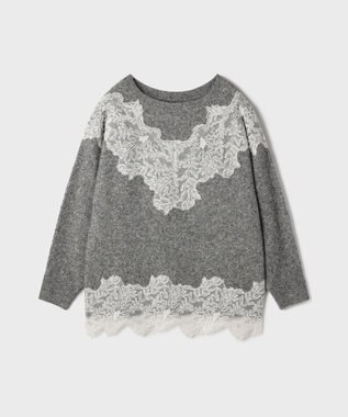 GRACE CONTINENTAL レースドルマンニットトップ グレー