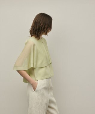 GRACE CONTINENTAL シアーケープニットカーディガン ライトグリーン