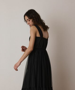 GRACE CONTINENTAL チュールコンビティアードワンピース ブラック