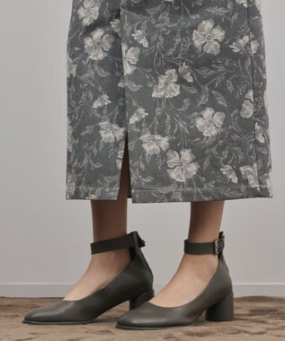 GRACE CONTINENTAL ボタニカルジャガードスカート チャコール