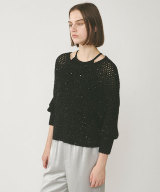 GRACE CONTINENTAL スパンメッシュニットトップ ブラック