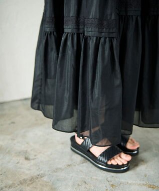 GRACE CONTINENTAL ギャザーレースロングスカート ブラック