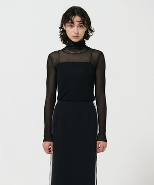 GRACE CONTINENTAL シアーリブタートルトップ ブラック