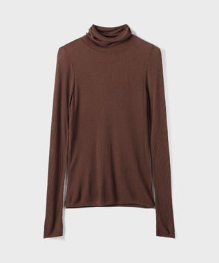 GRACE CONTINENTAL シアーリブニットトップ ブラウン