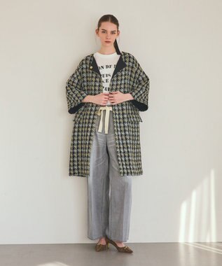 GRACE CONTINENTAL シャイニーツイードコート ネイビー