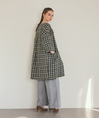 GRACE CONTINENTAL シャイニーツイードコート ネイビー