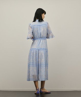 GRACE CONTINENTAL ペイズリーカレイドプリントワンピース ブルー