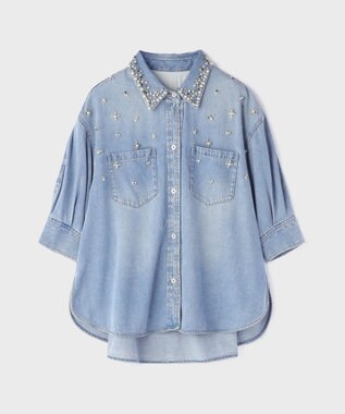 GRACE CONTINENTAL デニムハーフスリーブシャツ ブルー