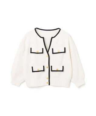 GRACE CONTINENTAL バイカラールーズニットカーディガン ホワイト