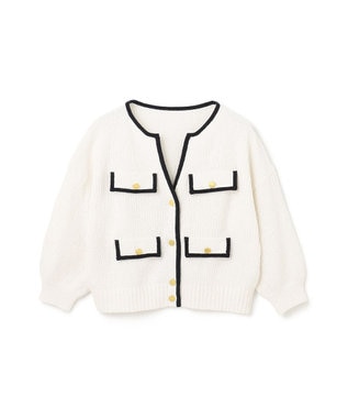 GRACE CONTINENTAL バイカラールーズニットカーディガン ホワイト