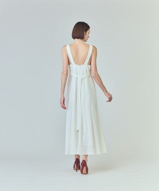 GRACE CONTINENTAL リネンタッチロングドレス ホワイト