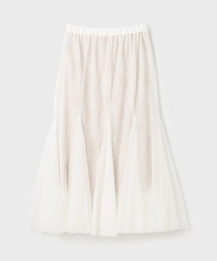 GRACE CONTINENTAL レースレイヤードチュールスカート ホワイト