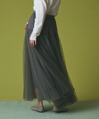 GRACE CONTINENTAL チュールボリュームスカート グレー