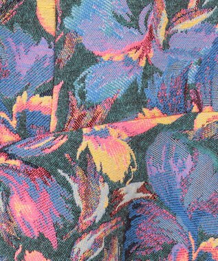 GRACE CONTINENTAL フラワージャガードフレアスカート ブルー